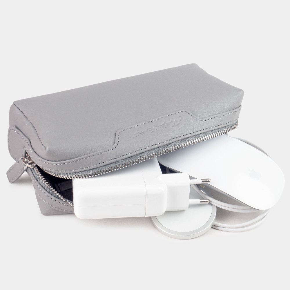 Несессер Tube из кожи теленка, серого цвета