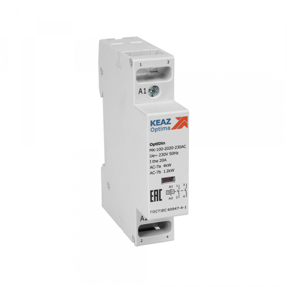 Контактор модульный 20А 230В 2НЗ AC 20AC MK-100-2002-230AC 321127 КЭАЗ