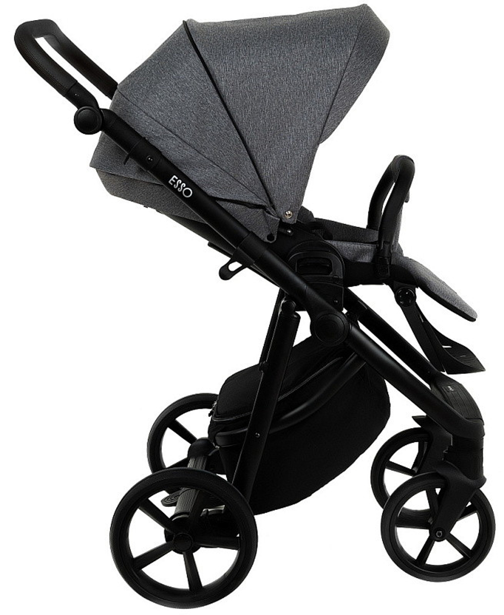 Детская коляска Roan Esso 3 в 1 с автокреслом Pituso Baesa Pro Black,Beige Canopy ESS114/1 Grey/Black