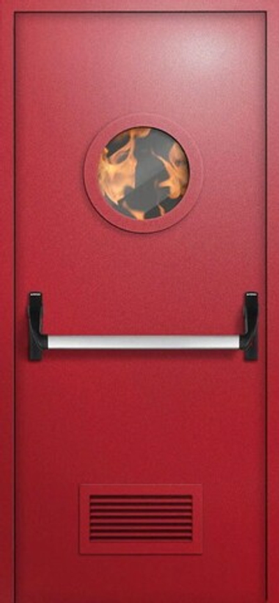 Противопожарная дверь однопольная , вентиляцией и круглым окном - 1235