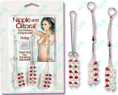 Зажим на половые губы с красными шариками