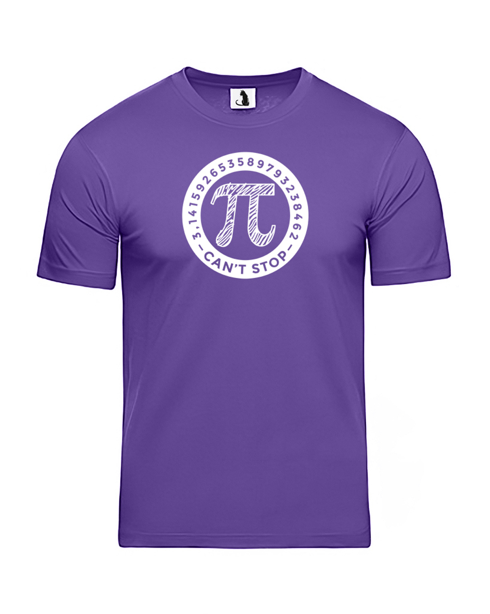 Футболка математика Число Пи классическая прямая фиолетовая с белым рисунком