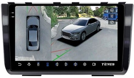 Магнитола для Hyundai Creta 2 2021-2022, Solaris HC 2024+ (рамка черная глянцевая) - Teyes CC3-2K-360 монитор 10.36" 2K QLED на Android 10, 6+128Гб, CarPlay, 4G SIM-слот, 4 камеры в комплекте