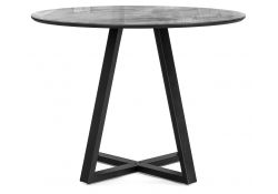 Стеклянный стол Норфолк 100х78 серый мрамор / черный