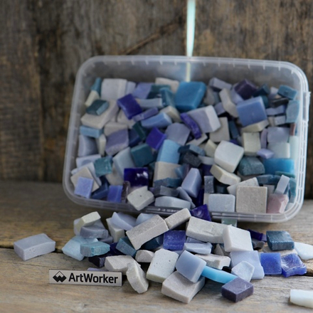 Смальта колотая разноформатная синих оттенков, 1.3 кг