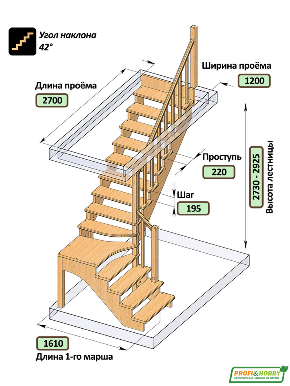 Лестница на второй этаж К-031м/2 Правая