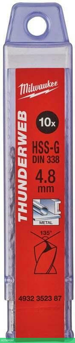 Сверло по металлу Milwaukee Thunderweb HSS-G 4.8x86мм 10шт (4932352387)