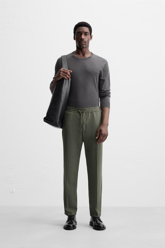 ZARA БРЮКИ-ДЖОГГЕРЫ КОМФОРТНОЙ ПОСАДКИ, ТЕМНЫЙ ХАКИ