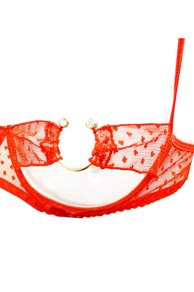 Комплект нижнего белья прозрачный красный