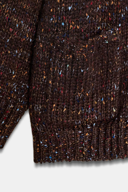 ZARA КАРДИГАН ОВЕРСАЙЗ ТРИКОТАЖНЫЙ, ТЕМНО-КОРИЧНЕВЫЙ