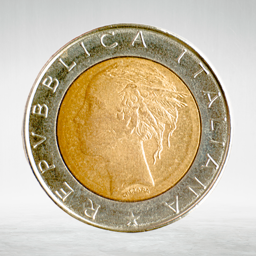 Italy 500 Lire 1983 R "Bimetallic – Head of Italy and Ship", AU