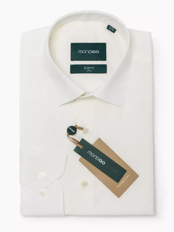 Рубашка на высокий рост LONG SLIM FIT с длинным рукавом, молочная