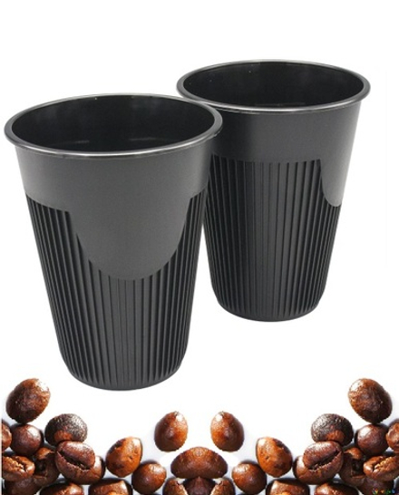 Стаканы пластиковые для гор напитков "Зимний" чёрные ПП D=90мм 450мл (8/160шт)