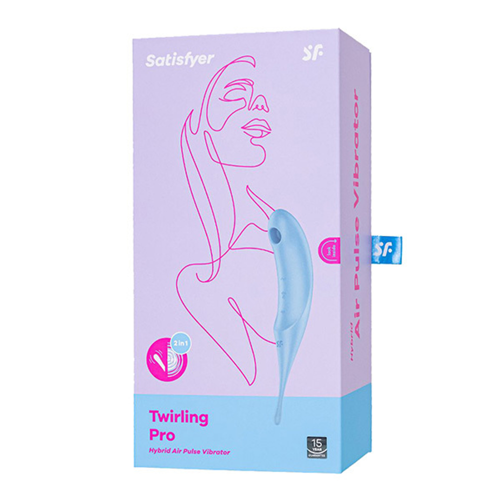 Голубой вакуум-волновой стимулятор клитора 20,4см Satisfyer Twirling Pro Blue