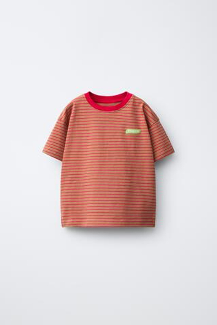 ZARA X PUKAS ФУТБОЛКА В ПОЛОСКУ PUKAS SURF, ЧЕРЕПИЧНЫЙ
