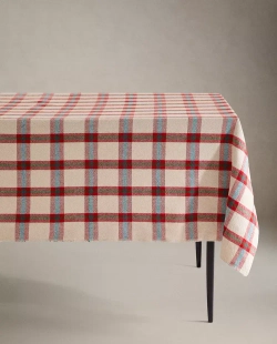 ZARA HOME ХЛОПКОВАЯ СКАТЕРТЬ В КЛЕТКУ, КРАСНЫЙ