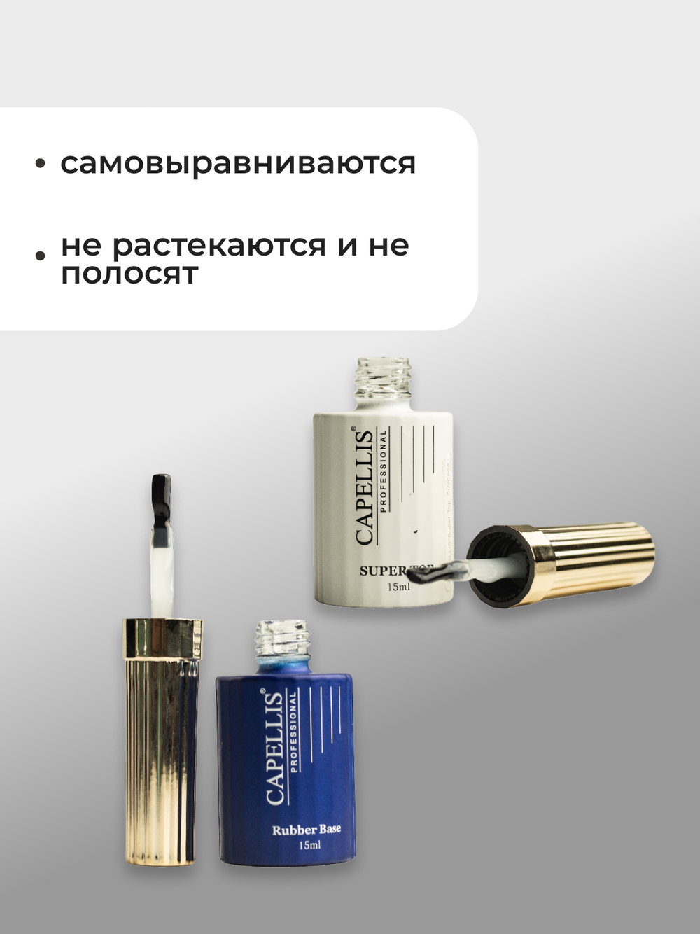 Capellis Набор топ глянцевый и база прозрачная для ногтей 15мл