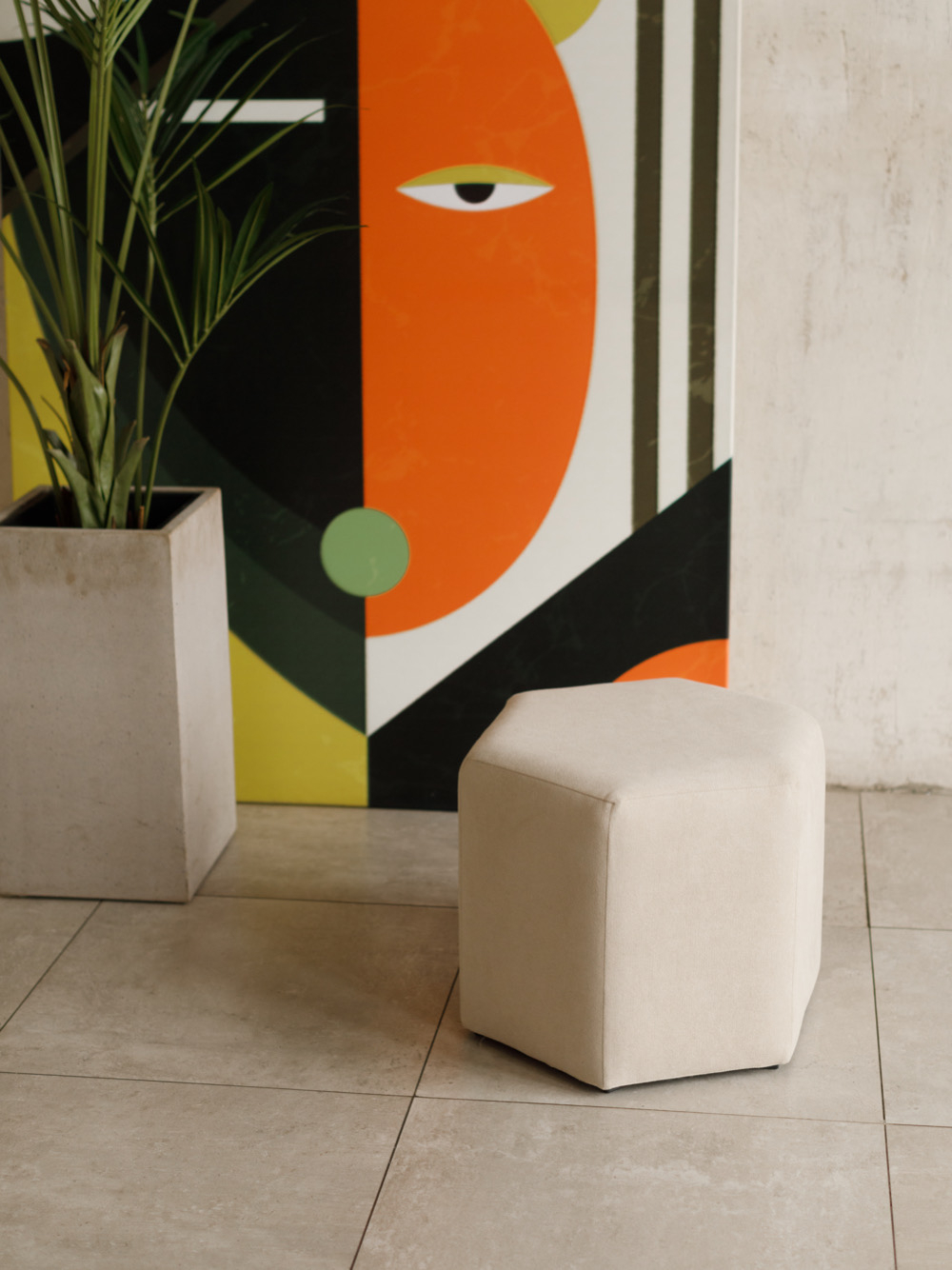 Пуф Сота Велюр Светло-Бежевый