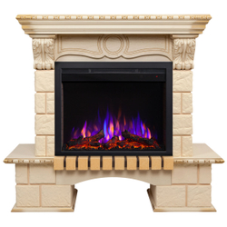 Электрокамин RealFlame Bolero WT белый дуб с золотой патиной с очагом Saphir 25,5