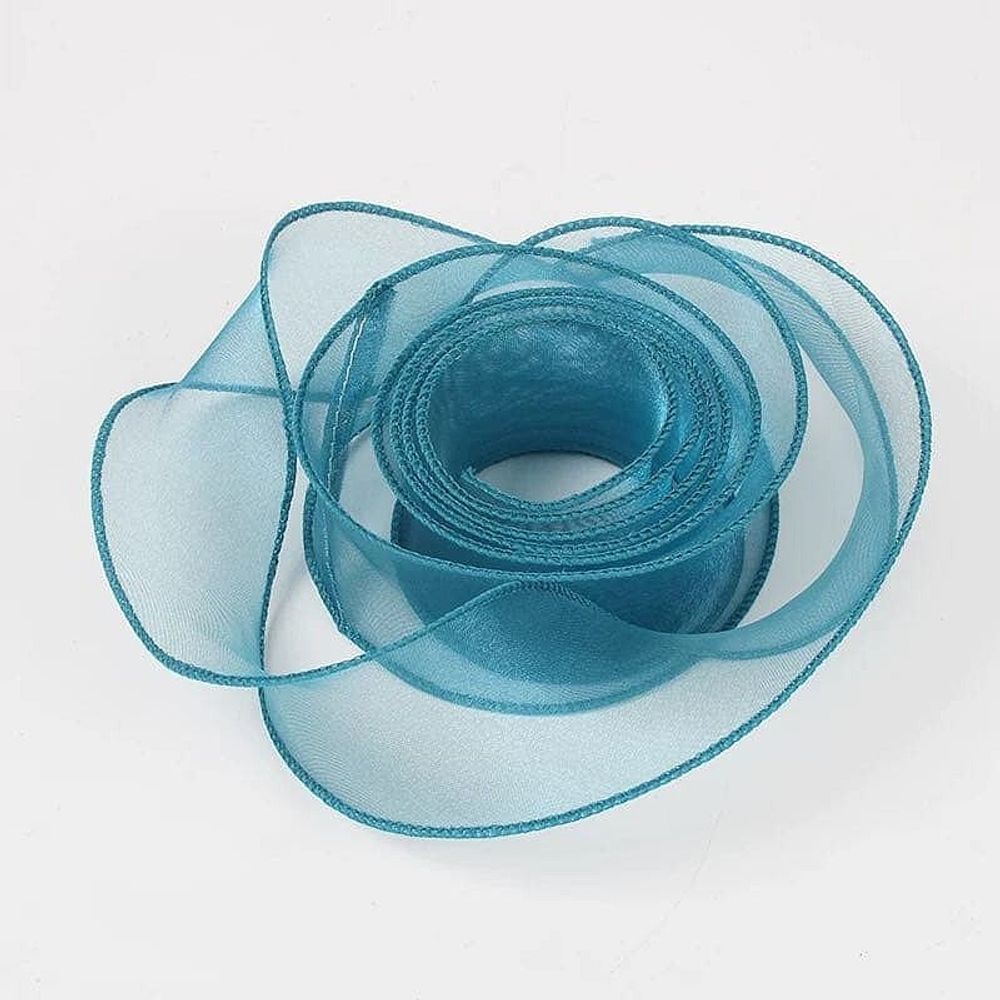 Лента мелкая сетка 4см*10ярд МОРСКОЙ