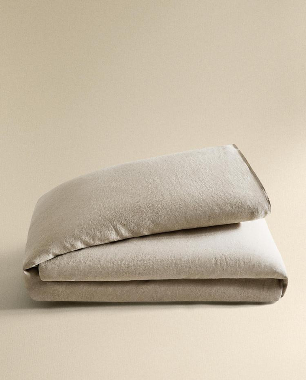ZARA HOME ОДНОТОННЫЙ ЛЬНЯНОЙ ПОДОДЕЯЛЬНИК, СВЕТО-БЕЖЕВЫЙ
