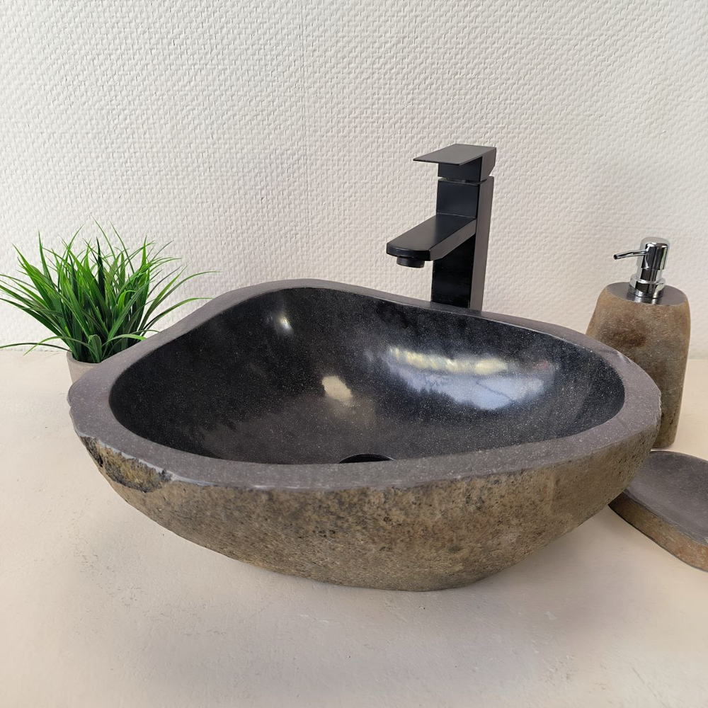 Раковина из речного камня RS-66025 43х37х15 из натурального камня