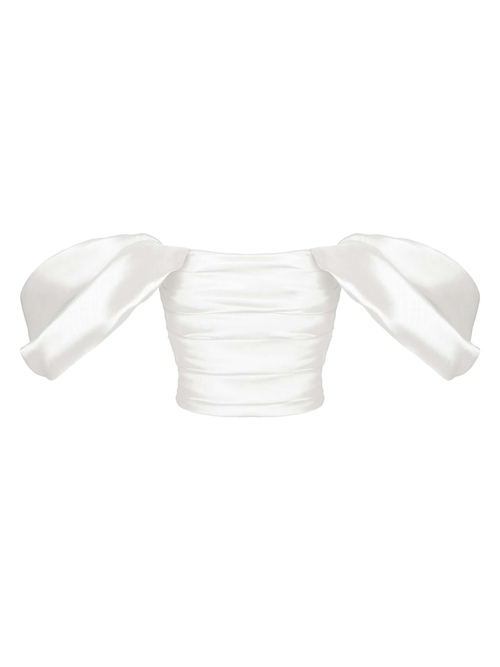 Блуза корсетного типа драпированная из тафты c объемными рукавами