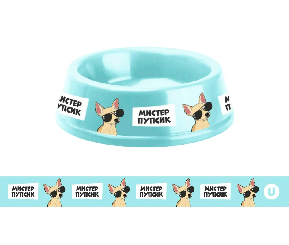 Миска пластиковая «МОЙ БРО - М!ИСТЕР ПУПСИК, цвет мятный 21*6,5см (логотип на миске) 700мл