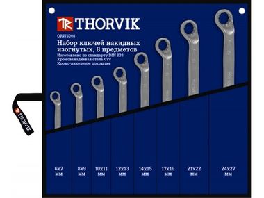 ORWS008 Набор ключей гаечных накидных изогнутых 75° в сумке, 6-27 мм, 8 предметов