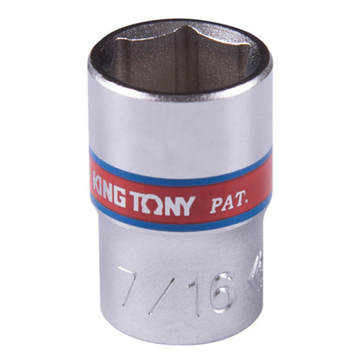 KING TONY (233514S) Головка торцевая стандартная шестигранная 1/4", дюймовая 7/16"