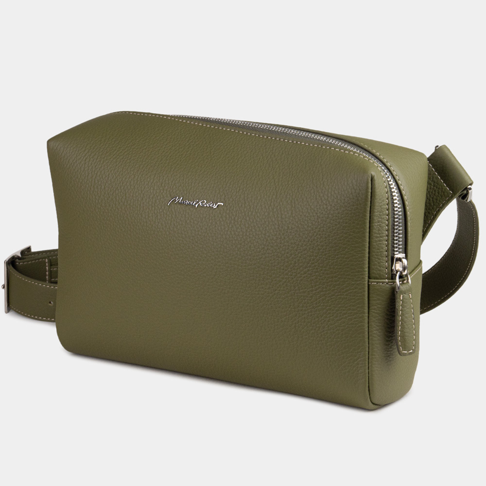 Сумка поясная Slash из кожи теленка, зеленого цвета