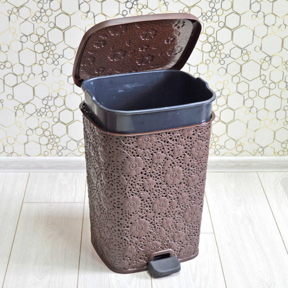 Ведро для мусора 26л с педалью "Ажурное", цвет микс