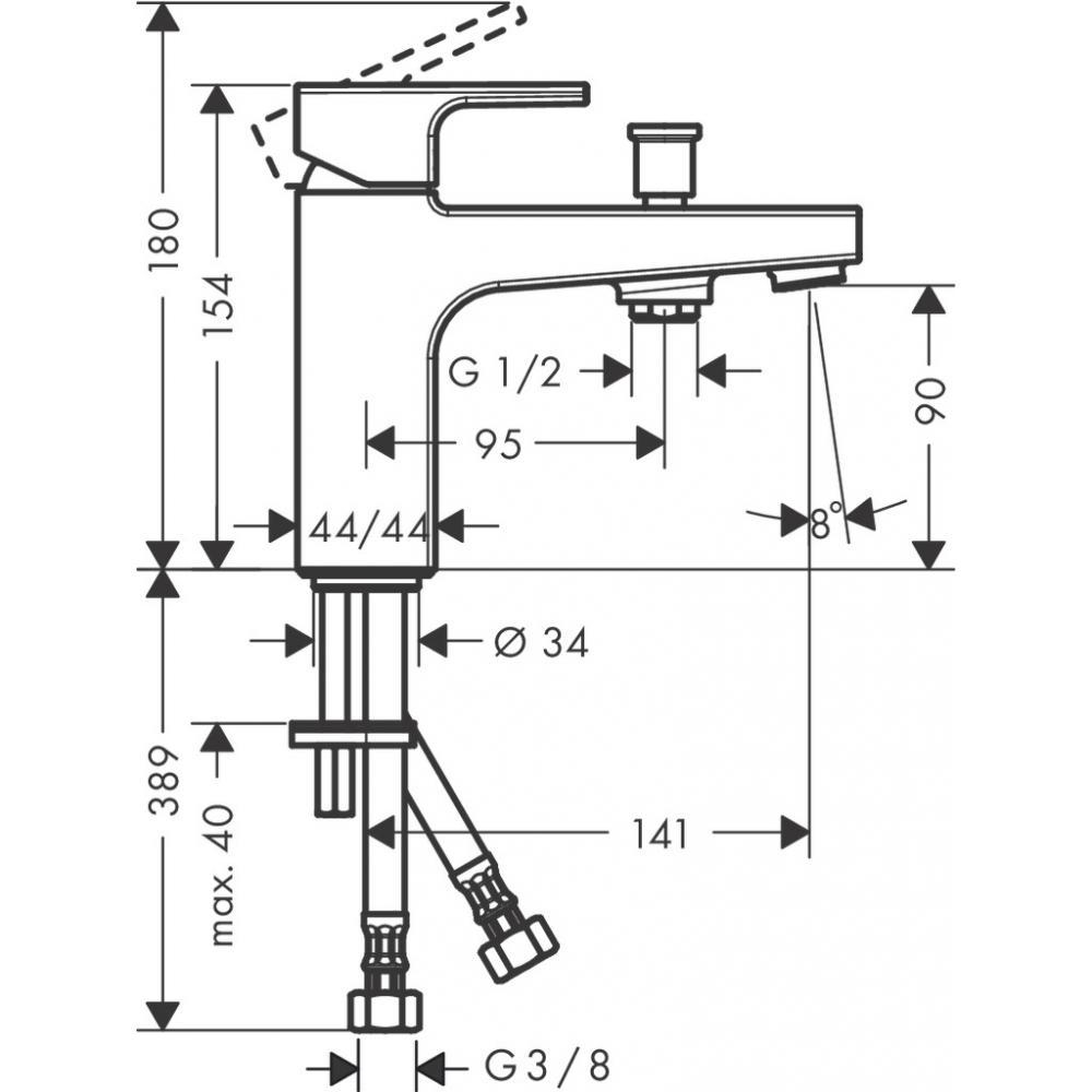 Смеситель для ванны и душа Monotrou Hansgrohe Vernis Shape 71463000, хром