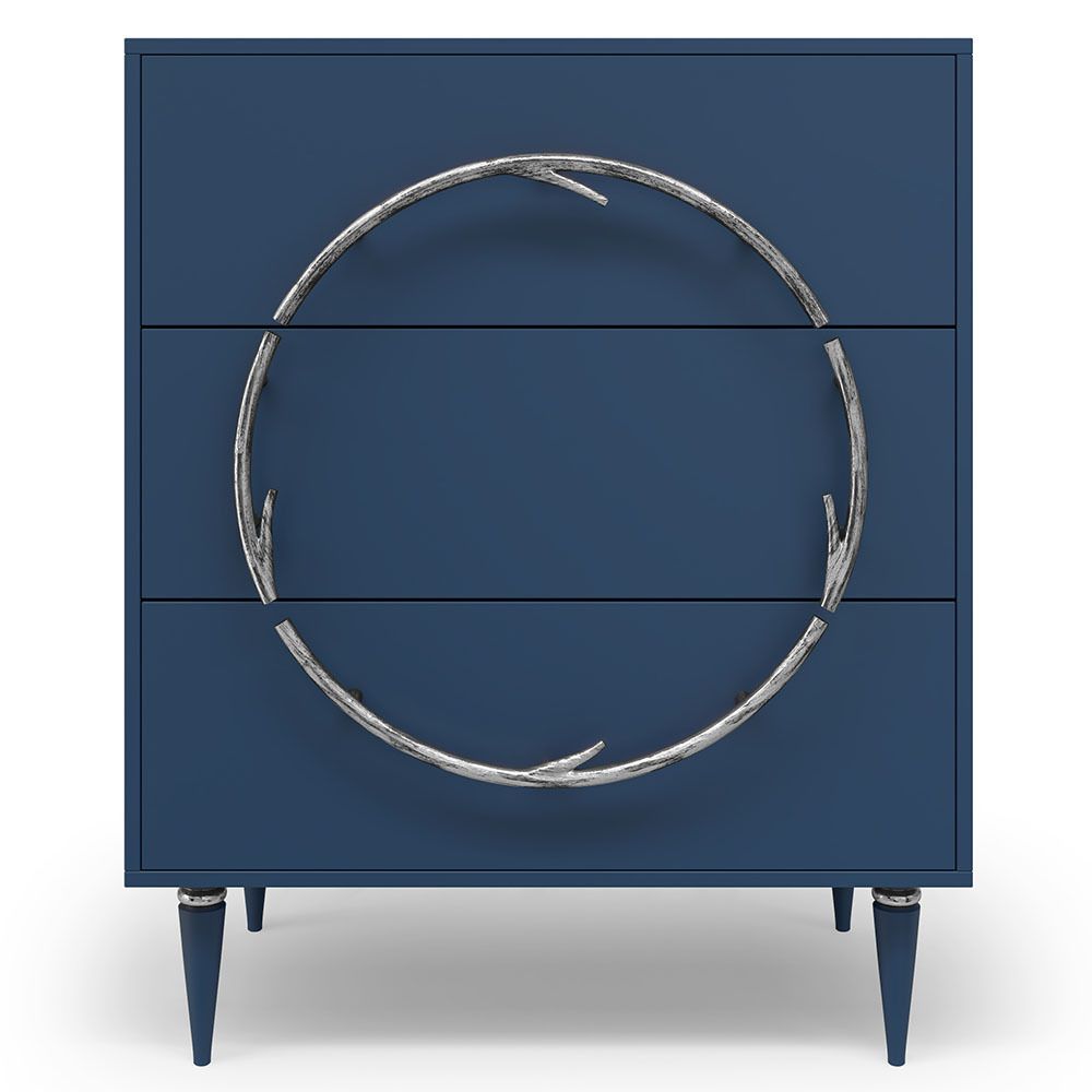 Комод Арт Колор matte Классик Сильвер с 3 ящиками Королевский синий матовый