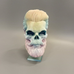 Бородатый череп фигурка для декора интерьера, арт-объект, 3D печать, 20 см., градиентный