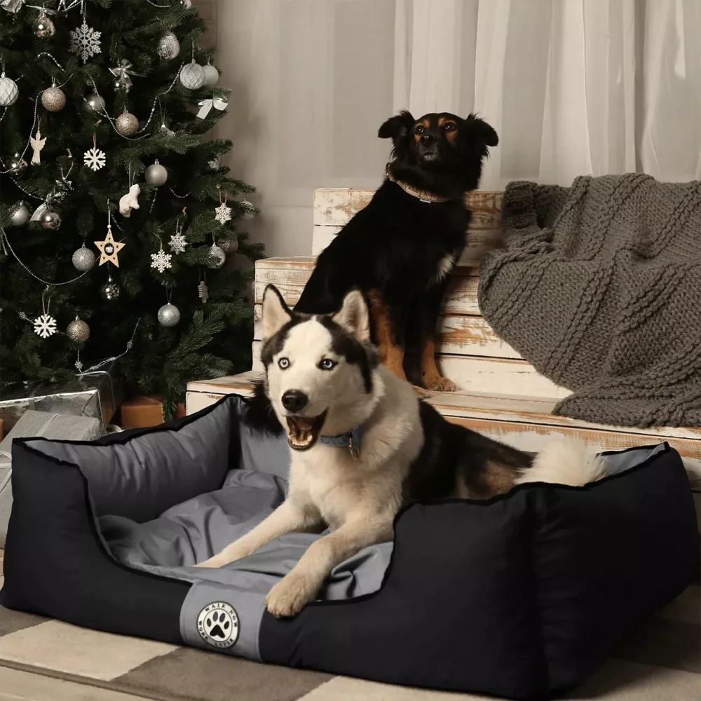 лежанка со съемным чехлом черная для большой собаки
