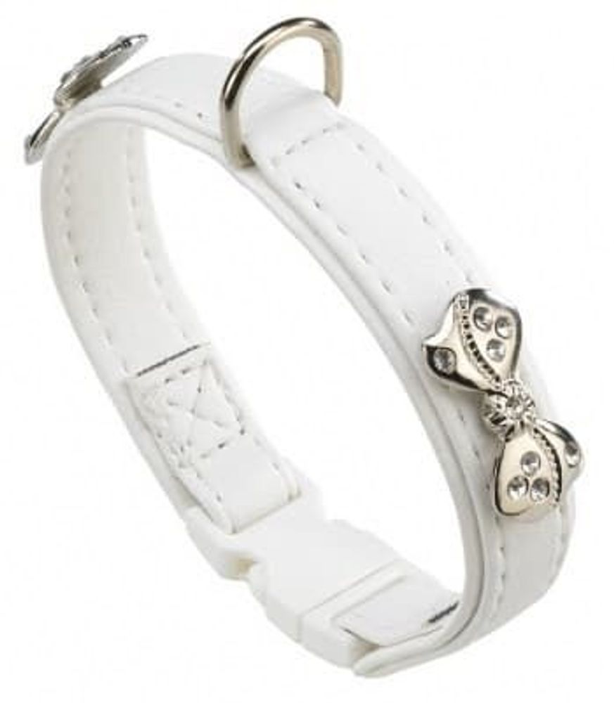 Ошейник JOY C15/28 для собак со стразами, белый Ошейник JOY C15/28 для собак со стразами, белый