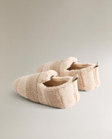 ZARA HOME ДЕТСКИЕ ТАПОЧКИ ИЗ ИСКУССТВЕННОЙ ОВЧИНЫ, НАТУРАЛЬНЫЙ