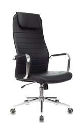 Кресло руководителя Бюрократ KB-9N/ECO черный эко.кожа с подголов. крестов. металл хром