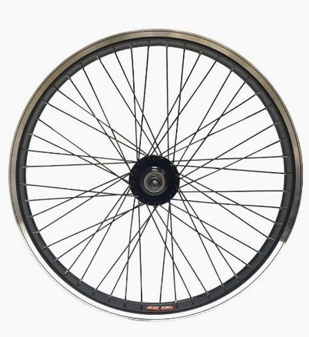 Колесо заднее 20" TRIX BMX алюминиевый, одинарный, 48H, фрезерованный, индикатор износа, 406х25,6/32х15.2мм, A/V, анодированный, черный, втулка алюминиевая, под трещотку, гайки, черная, спица черная