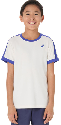 Детская теннисная футболка Asics Boys Tennis Short Sleeve - cream/dark cobalt
