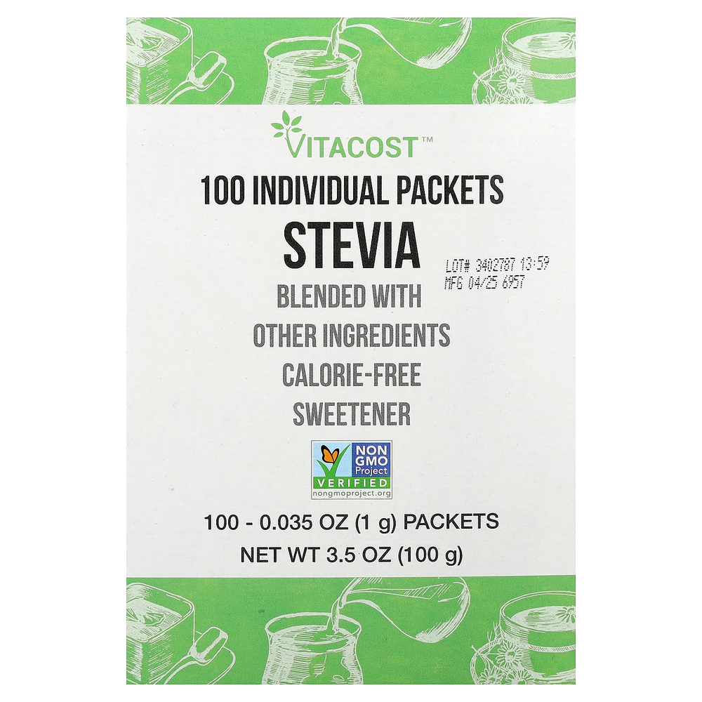 Vitacost, стевия, 100 пакетиков, по 1 г (0,035 унции)