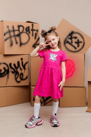 030_БК25 Платье для девочки, фуксия