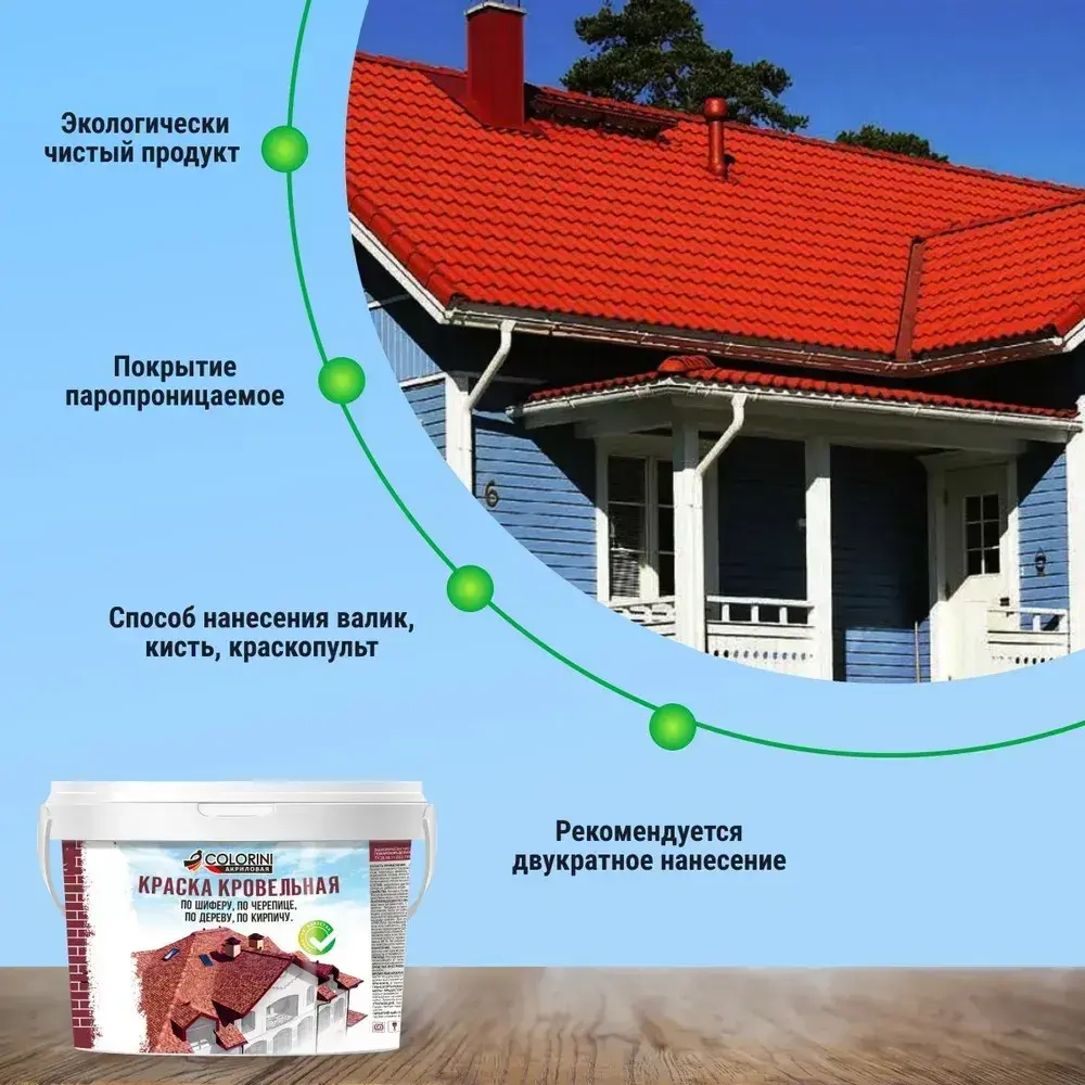 Краска кровельная 2.4 кг, акриловая терракот