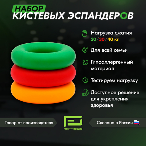 НАБОР КИСТЕВЫХ ЭСПАНДЕРОВ PROFITNESSLAB 3 шт. (20,30,40 кг)