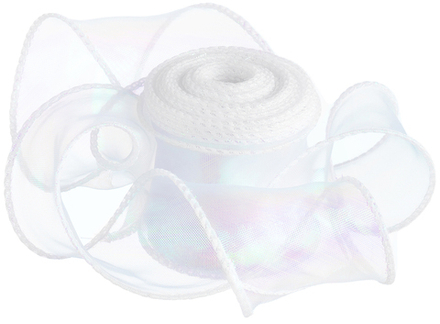 Лента декоративная (4 см*9,14 м) Органза с леской, Белый, Хамелеон, 1 шт., 6233848