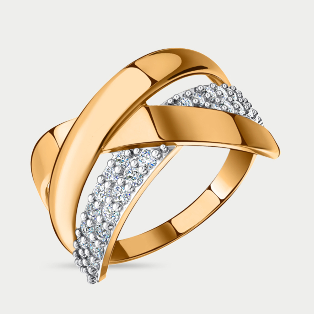 Кольцо для женщин из розового золота 585 пробы с фианитами (арт. 01-118061)