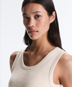 Oysho Топ Rib с широкими бретельками из хлопка и модала, песочный меланж