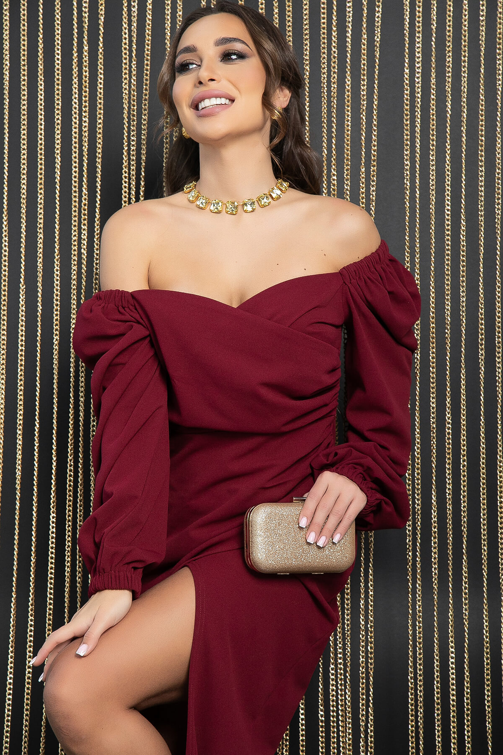 Платье праздничное Ионами (бордовое) П14416-13М LT Collection