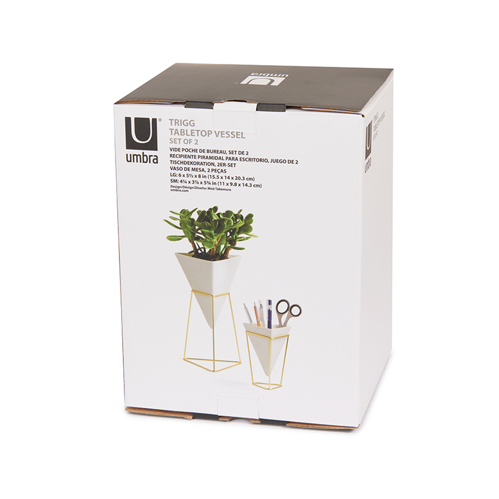 Набор настольных кашпо trigg, белый/латунь, 2 шт.
